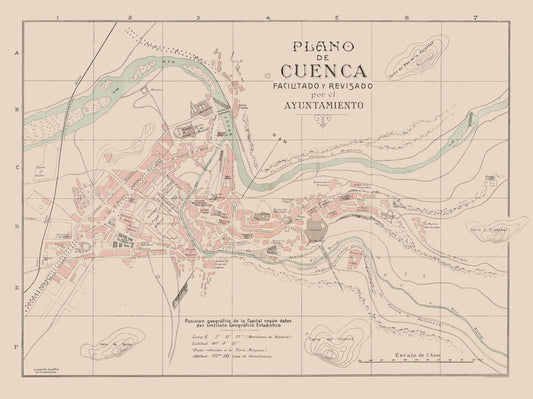 Historic Map - Cuenca Spain - Martin 1911 - 30.74 x 23 - Vintage Wall Art