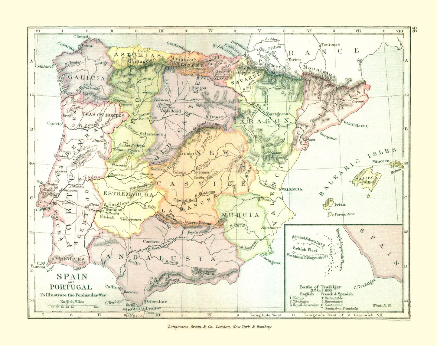 Historic Map - Spain Portugal - Gardiner 1902 - 29.06 x 23 - Vintage Wall Art