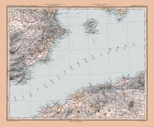 Historic Map - Spain Southeastern - Stieler 1885 - 27.81 x 23 - Vintage Wall Art