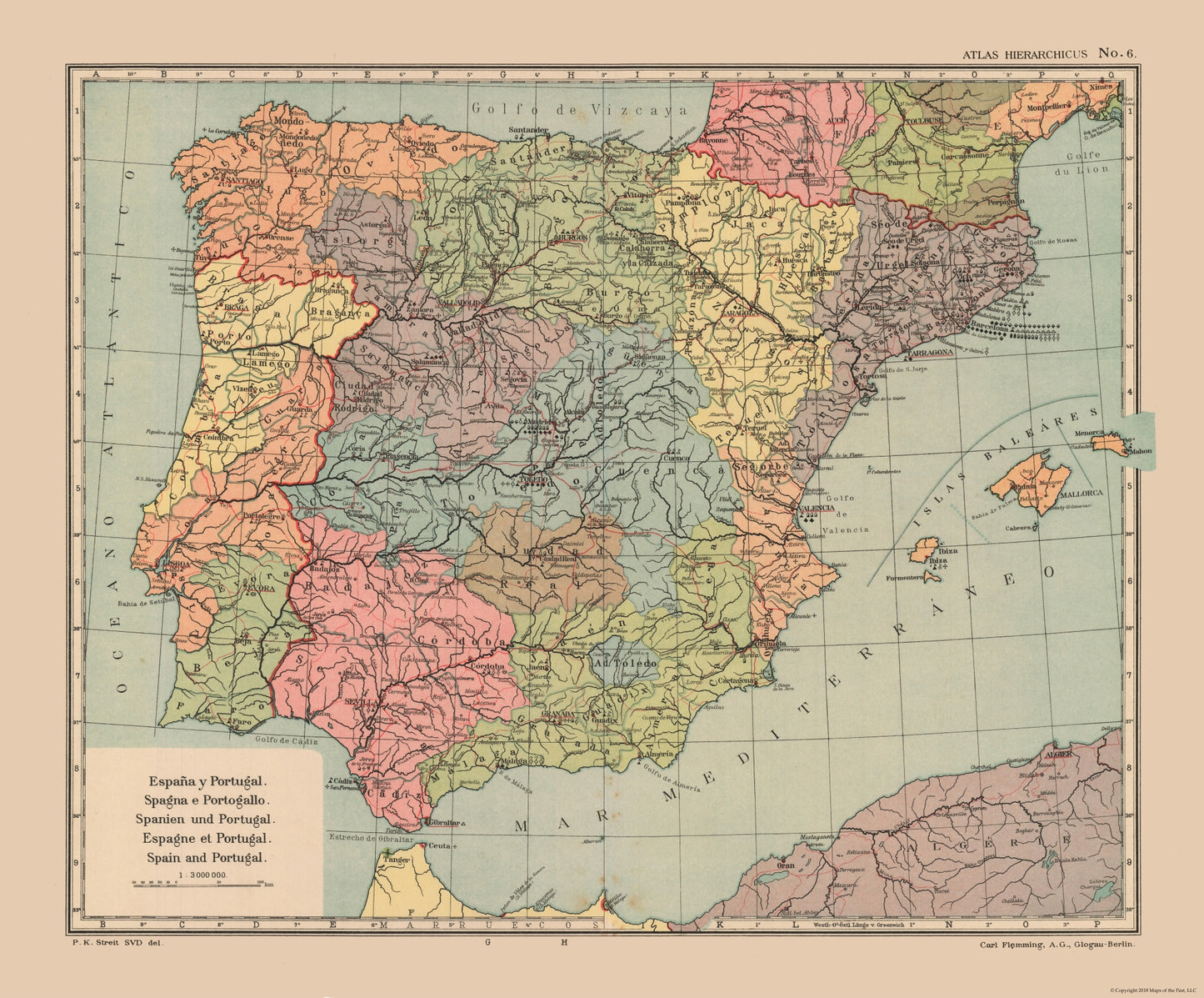 Historic Map - Spain Portugal - Streit 1913 - 27.76 x 23 - Vintage Wall Art