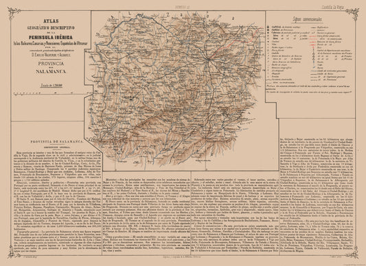 Historic Map - Salamanca Spain - Valverde 1880 - 31.62 x 23 - Vintage Wall Art