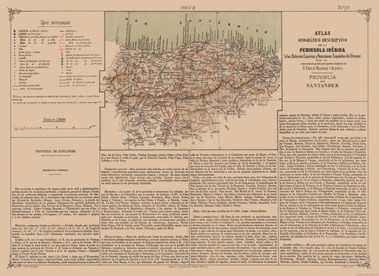 Historic Map - Santander Spain - Valverde 1880 - 31.52 x 23 - Vintage Wall Art