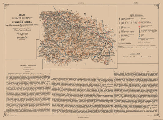 Historic Map - Logrono Spain - Valverde 1880 - 31.20 x 23 - Vintage Wall Art