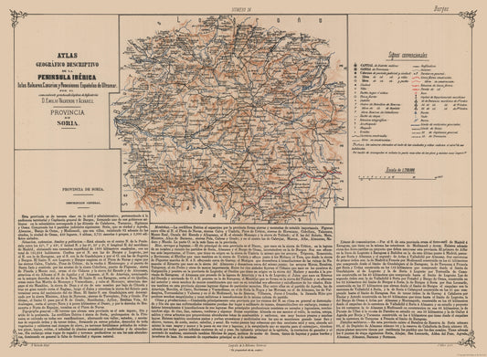 Historic Map - Soria Spain - Valverde 1880 - 31.37 x 23 - Vintage Wall Art