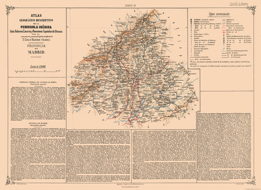 Historic Map - Madrid Spain - Valverde 1880 - 31.55 x 23 - Vintage Wall Art