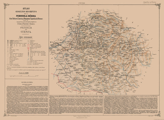 Historic Map - Cuenca Spain - Valverde 1880 - 31.43 x 23 - Vintage Wall Art