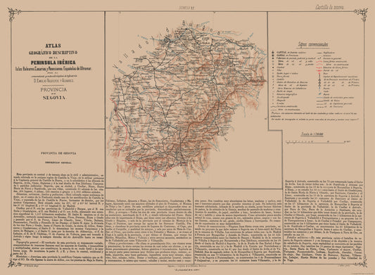 Historic Map - Segovia Spain - Valverde 1880 - 31.36 x 23 - Vintage Wall Art