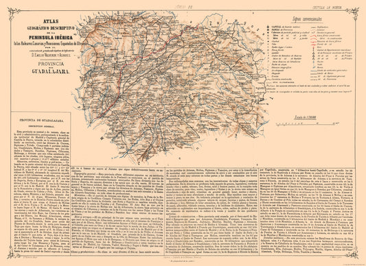 Historic Map - Guadalajara Spain - Valverde 1880 - 31.56 x 23 - Vintage Wall Art