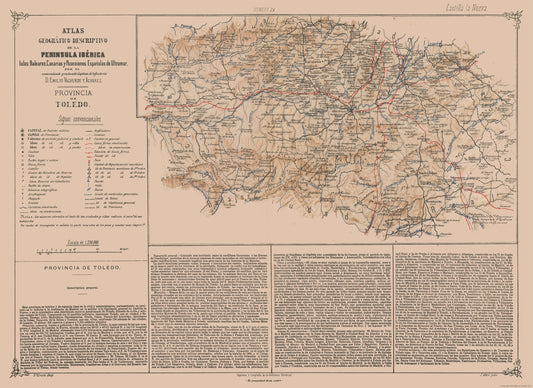 Historic Map - Toledo Province Spain - Valverde 1880 - 31.63 x 23 - Vintage Wall Art