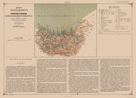 Historic Map - Gipuzkoa Province Spain - Valverde 1880 - 31.81 x 23 - Vintage Wall Art