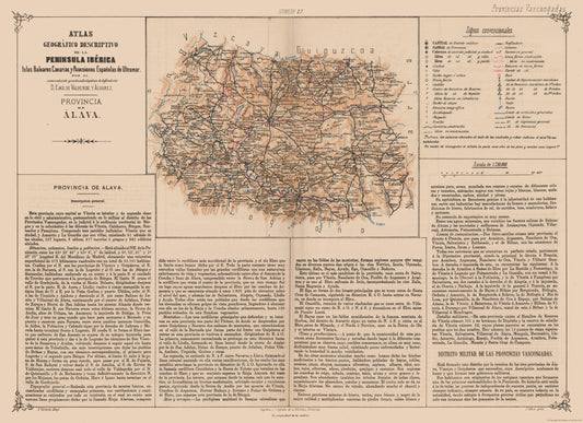 Historic Map - Alava Province Spain - Valverde 1880 - 31.65 x 23 - Vintage Wall Art
