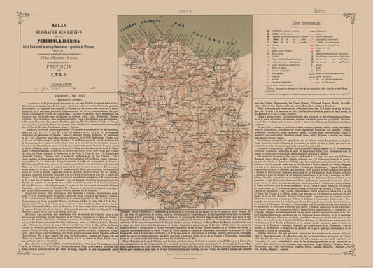 Historic Map - Lugo Spain - Valverde 1880 - 32.03 x 23 - Vintage Wall Art