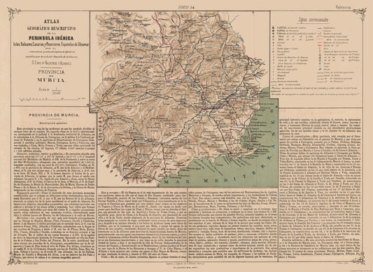 Historic Map - Murcia Spain - Valverde 1880 - 31.56 x 23 - Vintage Wall Art