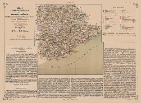 Historic Map - Barcelona Province Spain - Valverde 1880 - 31.47 x 23 - Vintage Wall Art