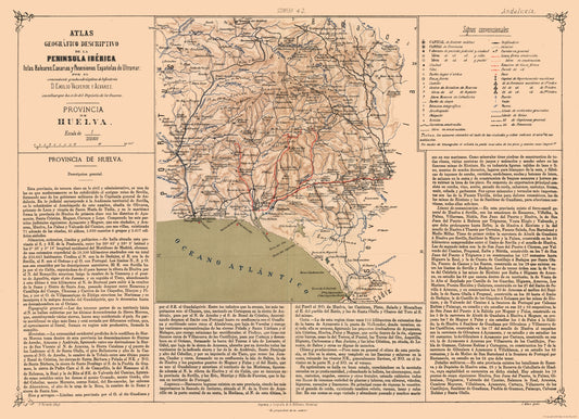 Historic Map - Huelva Spain - Valverde 1880 - 31.76 x 23 - Vintage Wall Art