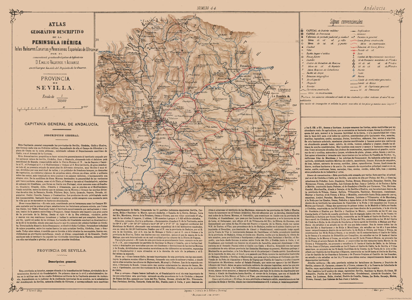 Historic Map - Seville Spain - Valverde 1880 - 31.56 x 23 - Vintage Wall Art