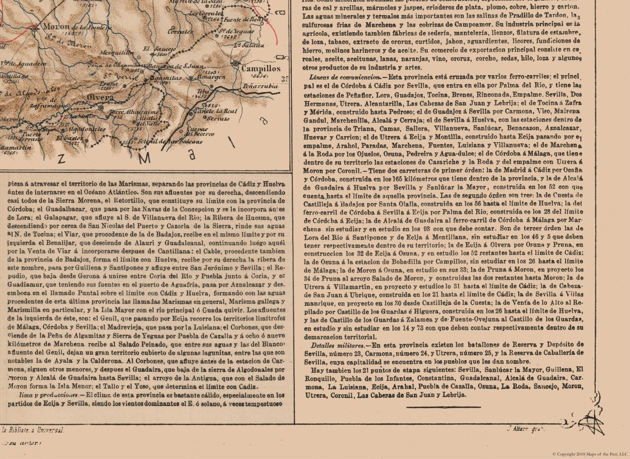 Historic Map - Seville Spain - Valverde 1880 - 31.56 x 23 - Vintage Wall Art