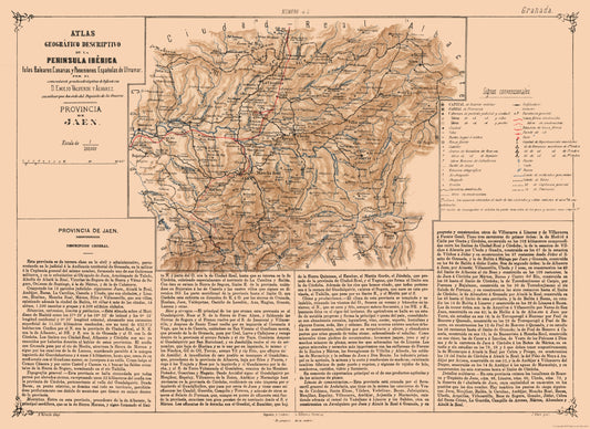 Historic Map - Jaen Spain - Valverde 1880 - 31.58 x 23 - Vintage Wall Art