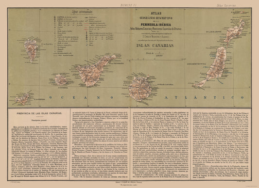 Historic Map - Canary Islands Spain - Valverde 1880 - 31.56 x 23 - Vintage Wall Art