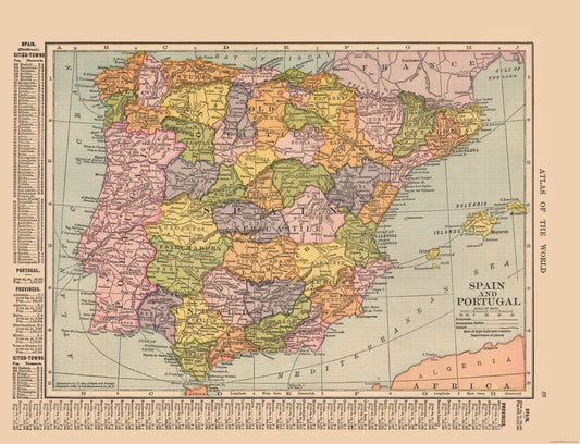 Historic Map - Spain Portugal - Hammond 1910 - 30.03 x 23 - Vintage Wall Art