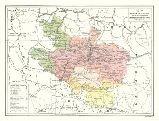 Historic Map - Alava Province Spain - Pompido 1913 - 30.17 x 23 - Vintage Wall Art