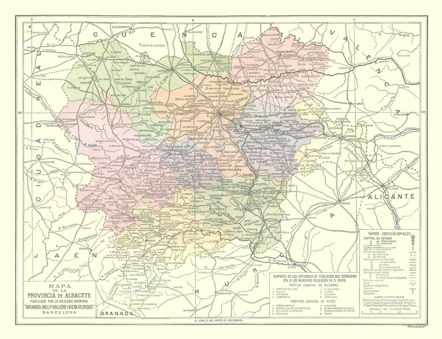 Historic Map - Albacete Province Spain - Pompido 1913 - 29.96 x 23 - Vintage Wall Art