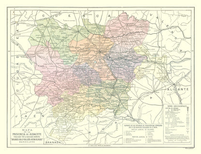 Historic Map - Albacete Province Spain - Pompido 1913 - 29.96 x 23 - Vintage Wall Art