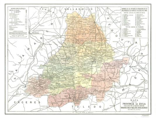 Historic Map - Avila Province Spain - Pompido 1913 - 30.25 x 23 - Vintage Wall Art