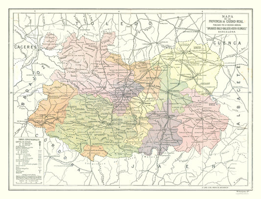 Historic Map - Ciudad Real Province Spain - Pompido 1913 - 30.14 x 23 - Vintage Wall Art