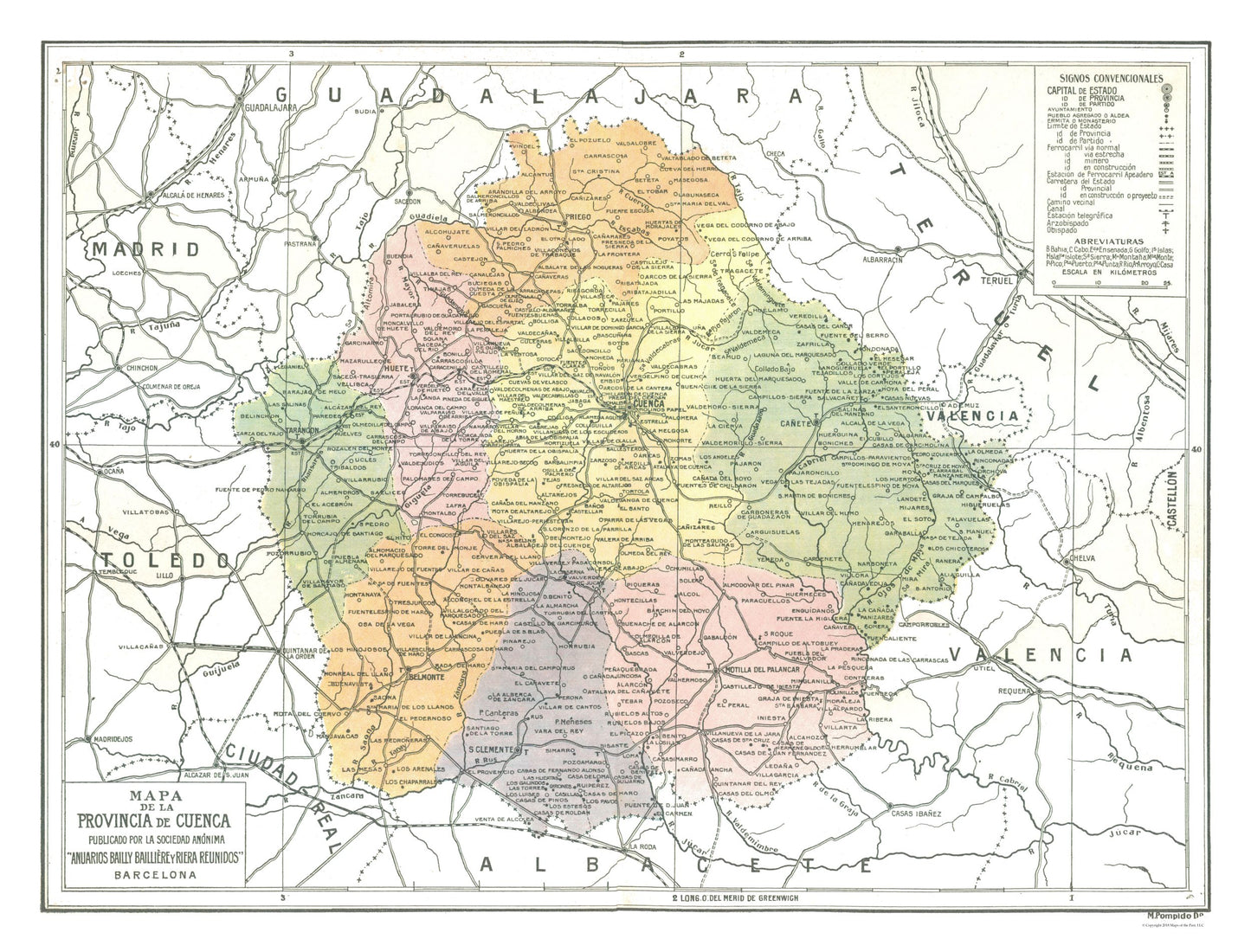 Historic Map - Cuenca Spain - Pompido 1913 - 30.22 x 23 - Vintage Wall Art