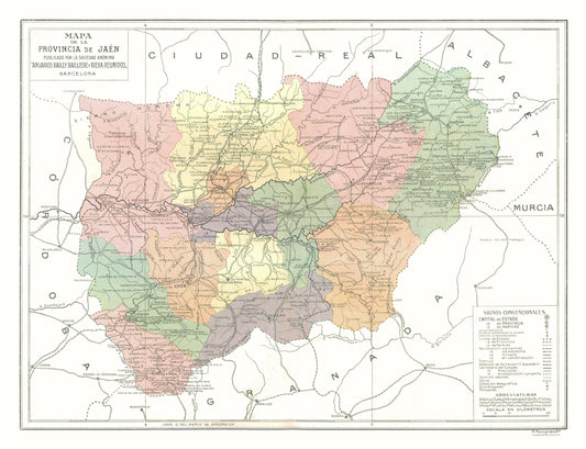 Historic Map - Jaen Spain - Pompido 1913 - 30.00 x 23 - Vintage Wall Art