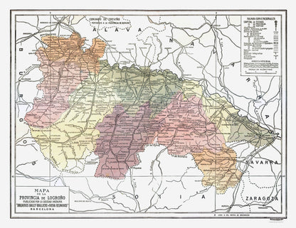 Historic Map - Logrono Spain - Pompido 1913 - 29.81 x 23 - Vintage Wall Art