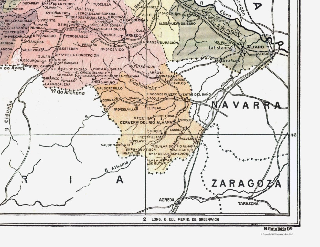 Historic Map - Logrono Spain - Pompido 1913 - 29.81 x 23 - Vintage Wal ...