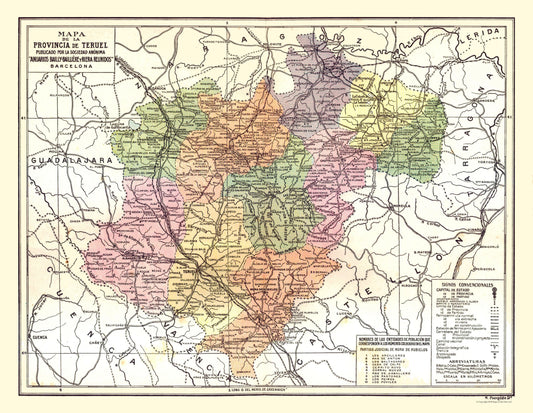 Historic Map - Teruel Province Spain - Pompido 1913 - 29.65 x 23 - Vintage Wall Art