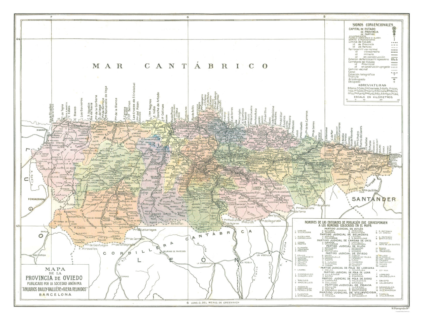 Historic Map - Oviedo Spain - Pompido 1913 - 30.28 x 23 - Vintage Wall Art