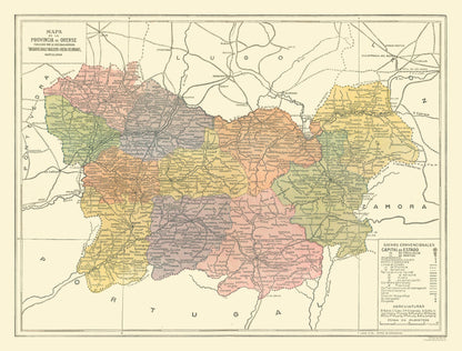 Historic Map - Ourense Spain - Pompido 1913 - 30.25 x 23 - Vintage Wall Art