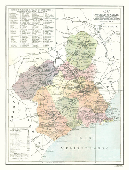 Historic Map - Murcia Spain - Pompido 1913 - 23 x 30.18 - Vintage Wall Art