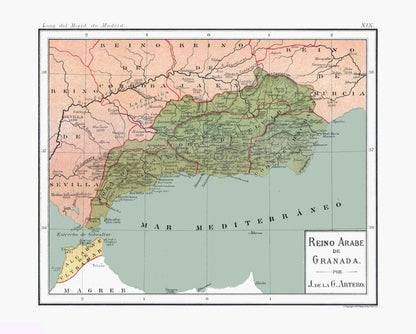 Historic Map - Spain Southeast - Artero 1879 - 28.66 x 23 - Vintage Wall Art