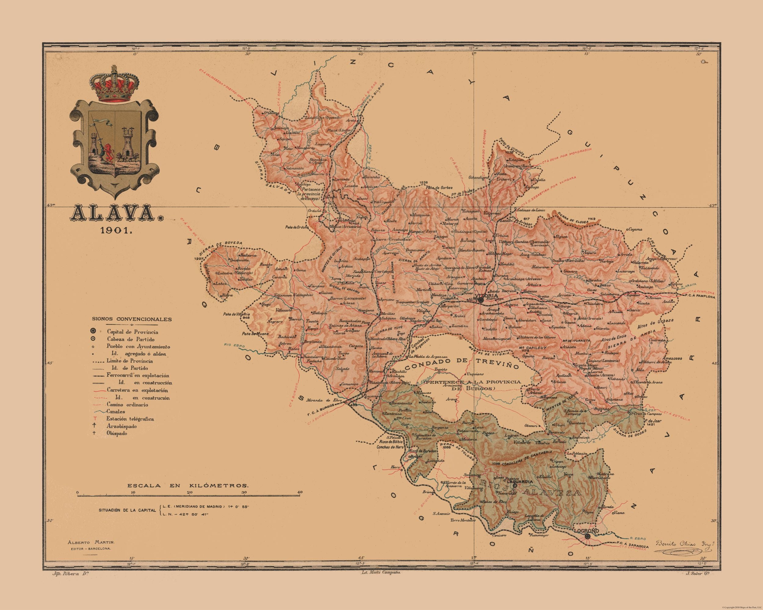 Historic Map - Alava Spain - Martine 1904 - 28.78 x 23 - Vintage Wall ...