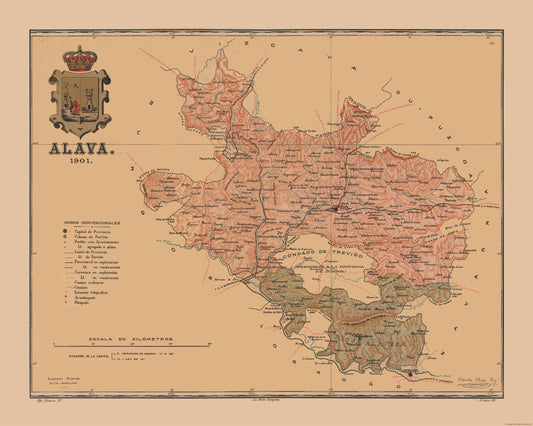 Historic Map - Alava Spain - Martine 1904 - 28.78 x 23 - Vintage Wall Art