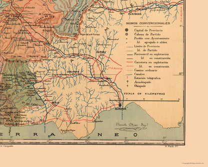Historic Map - Granada Spain - Martine 1904 - 28.53 x 23 - Vintage Wall Art