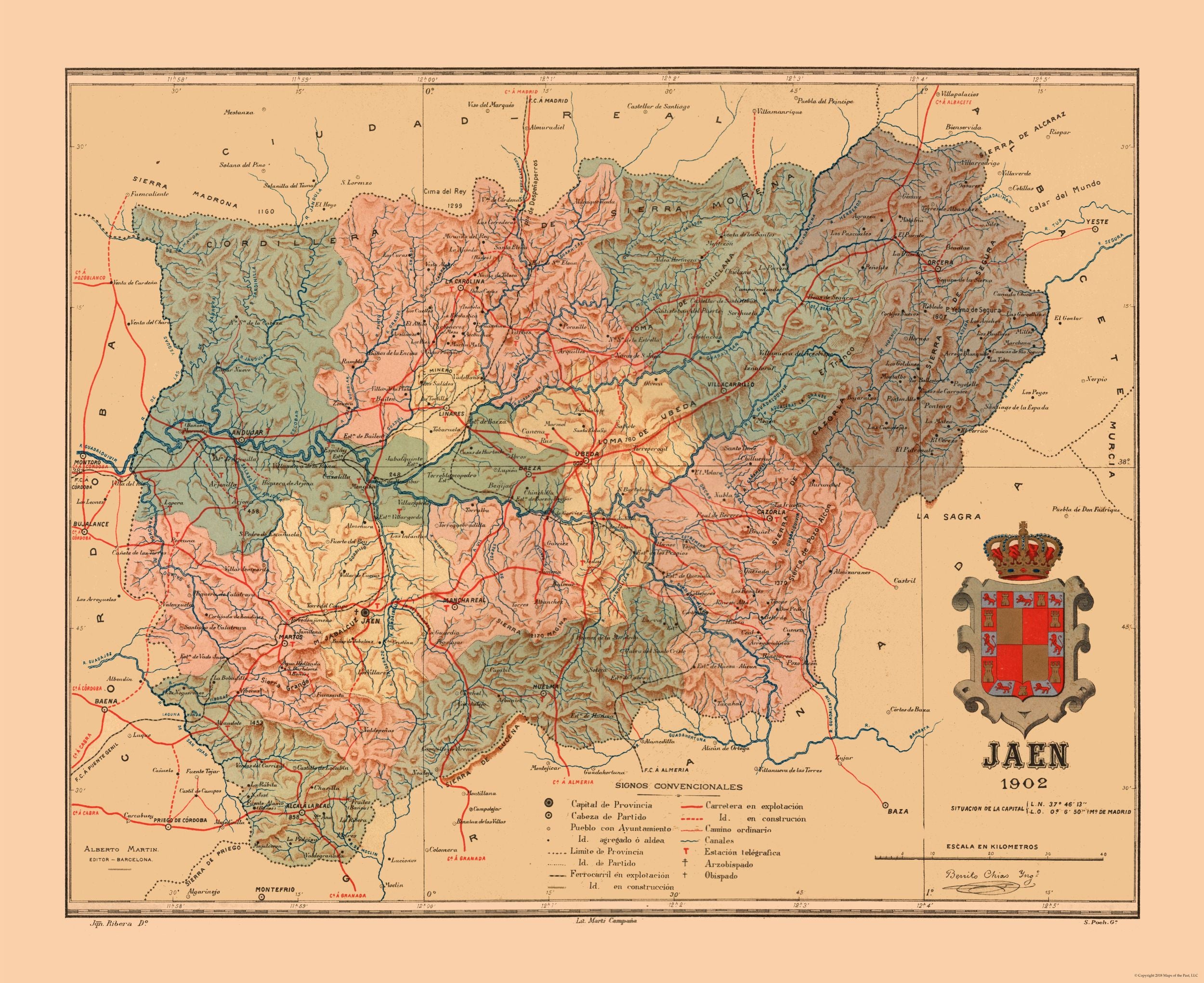 Historic Map Jaen Spain Martine 1904 28 17 X 23 Vintage Wall A historic-map-jaen-spain-martine-1904-28-17-x-23-vintage-wall-a