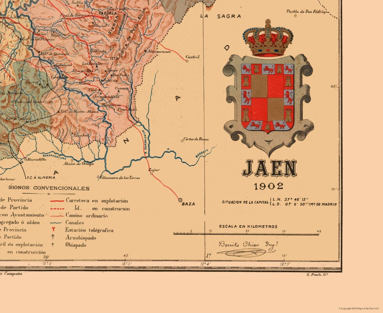 Historic Map - Jaen Spain - Martine 1904 - 28.17 x 23 - Vintage Wall Art