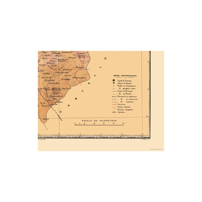 Historic Map - Teruel Spain - Martine 1904 - 28.94 x 23 - Vintage Wall Art