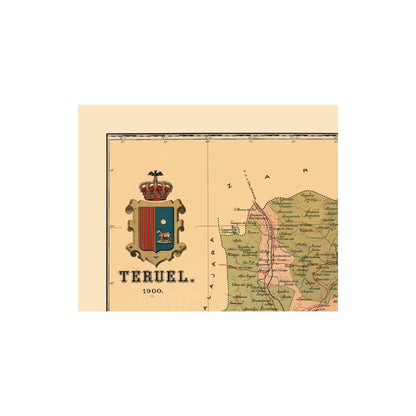 Historic Map - Teruel Spain - Martine 1904 - 28.94 x 23 - Vintage Wall Art