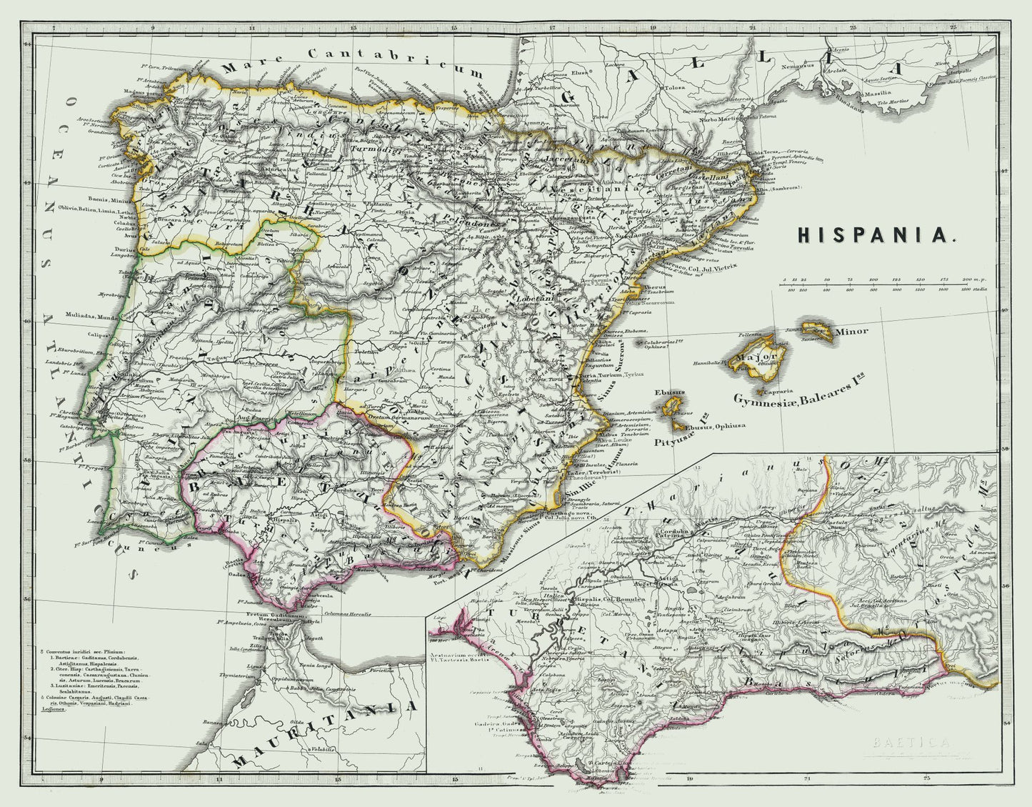 Historic Map - Spain Ancient - Spruner 1865 - 29.44 x 23 - Vintage Wall Art