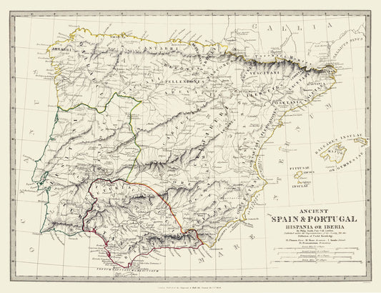 Historic Map - Spain Portugal Ancient - Chapman 1830 - 29.93 x 23 - Vintage Wall Art