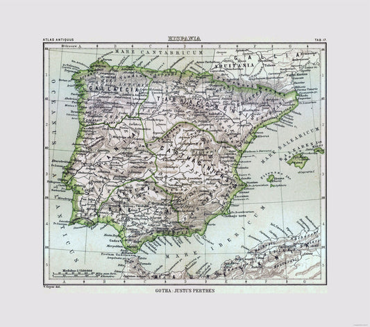 Historic Map - Spain - Perthes 1896 - 26.01 x 23 - Vintage Wall Art