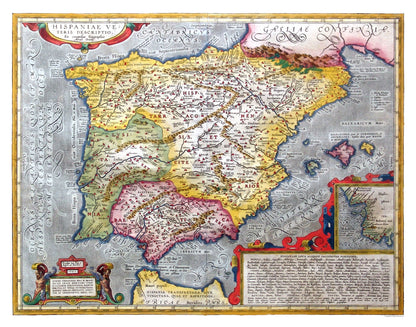 Historic Map - Spain Ancient - Ortelius 1586 - 29.30 x 23 - Vintage Wall Art