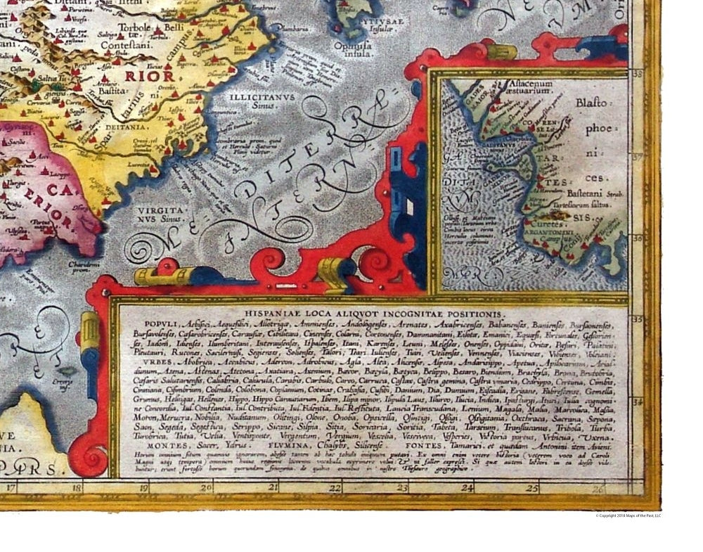 Historic Map - Spain Ancient - Ortelius 1586 - 29.30 x 23 - Vintage Wall Art